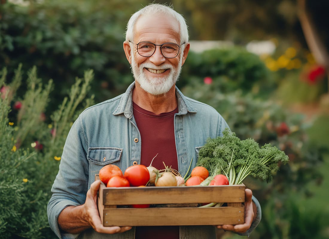 Medicare - Retired Farmer Picking Tomatoes